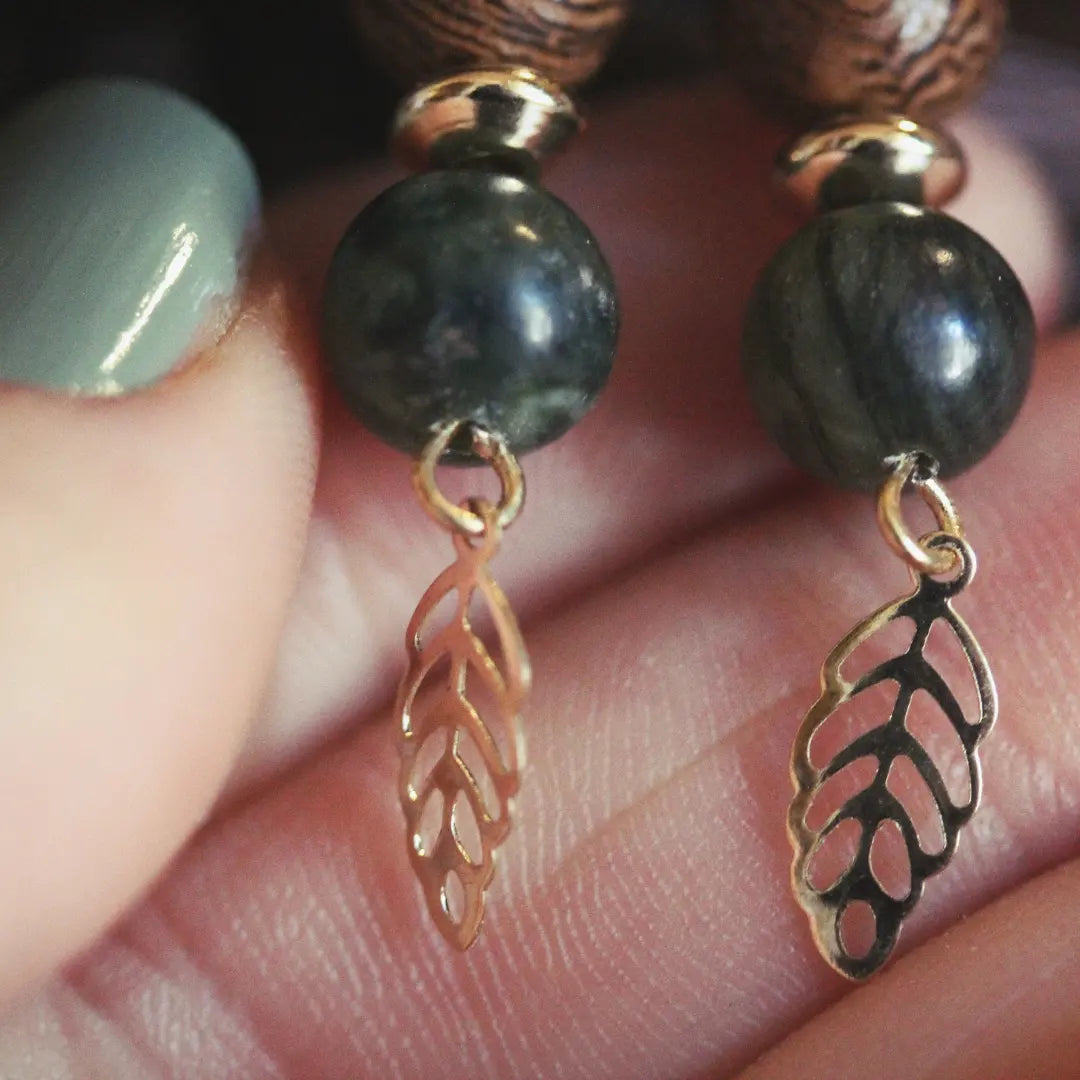 Orecchini Pakal con foglia