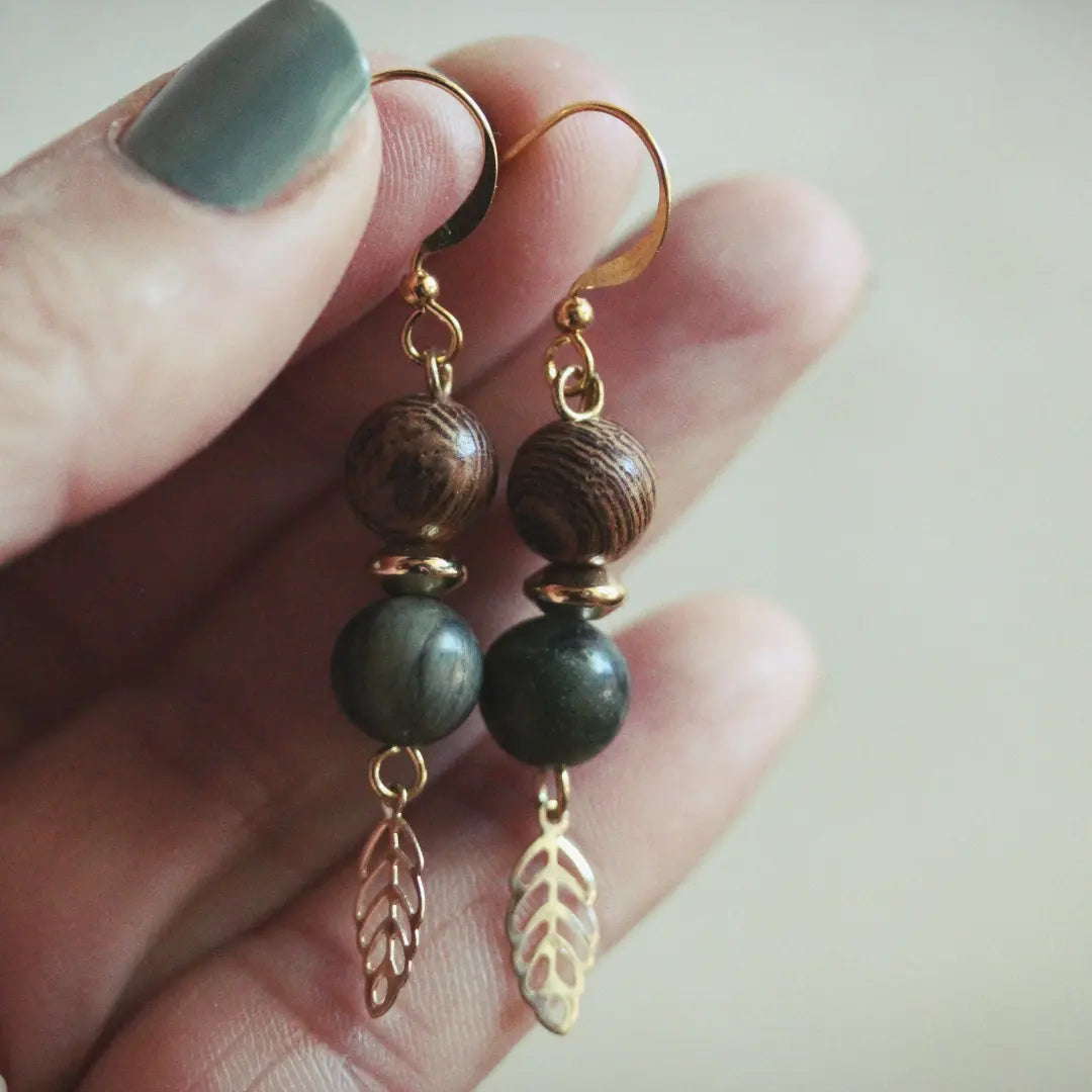 Orecchini Pakal con foglia